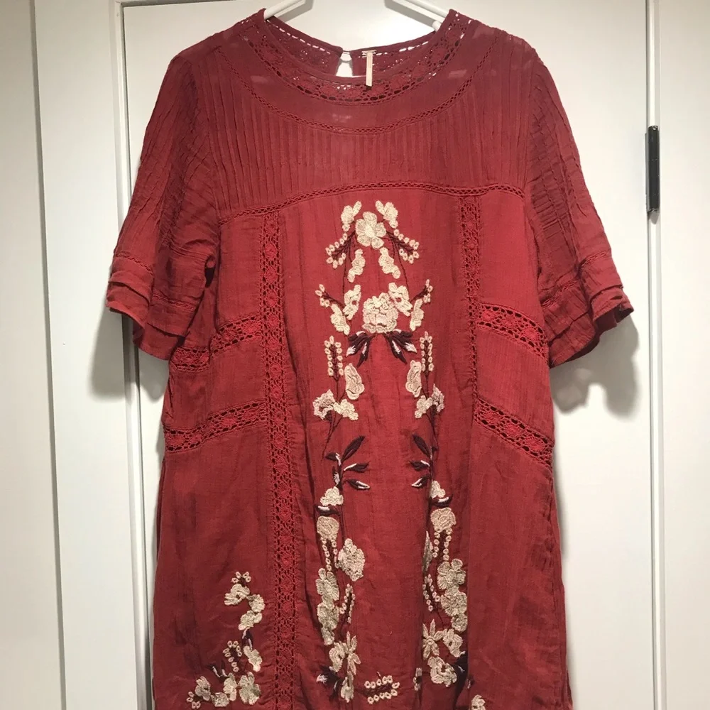 Free People Red Ruffled Mini Dress - Picture 2 of 8